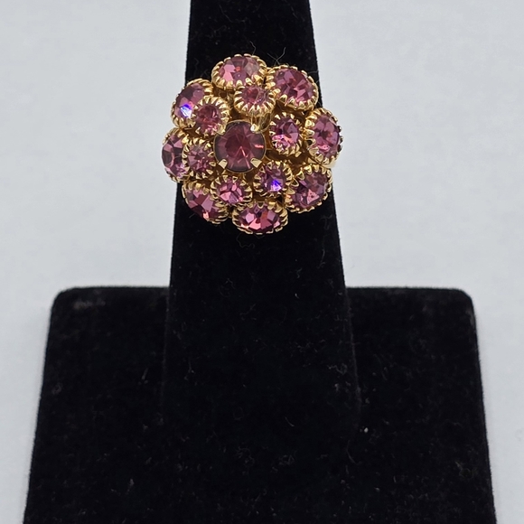 Pink Rhinestone Cluster Ring - Picture 2 of 7